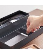 Boîte à accessoires à 3 niveaux avec couvercle noire - 24x8x11.5 cm