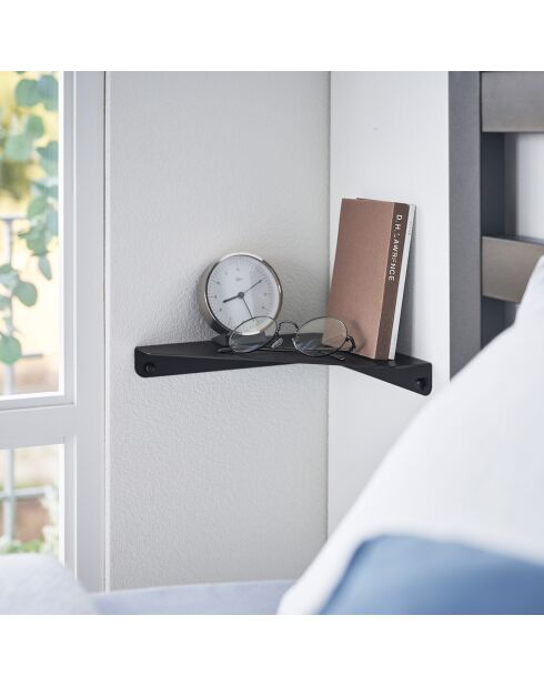 Etagère d'angle murale noire - 22x22x3.3 cm