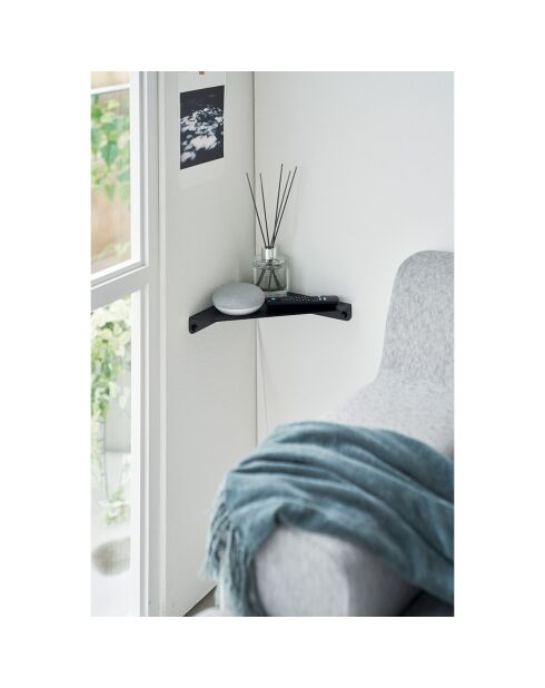 Etagère d'angle murale noire - 22x22x3.3 cm
