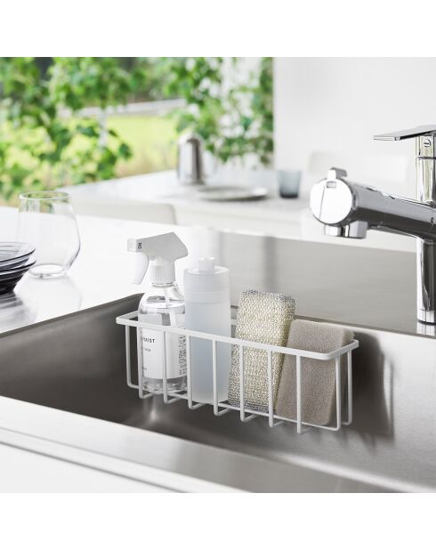 Panier multi-usage avec crochet blanc - 30.5x8.5x10 cm