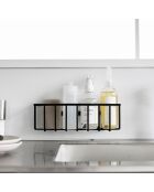 Cestino multiuso con gancio nero - 30,5x8,5x10 cm