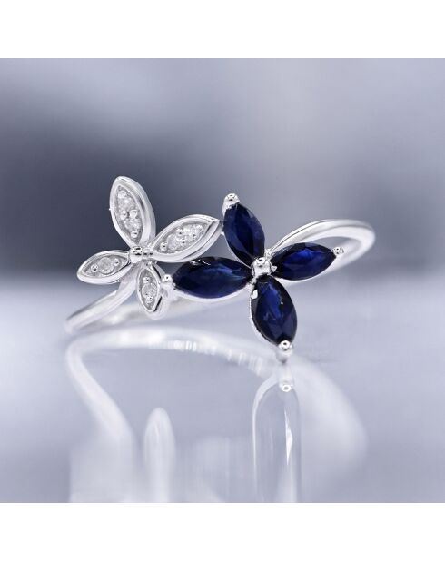 Bague Héméra Diamants 0.03 ct & Saphirs 0.69 ct or blanc