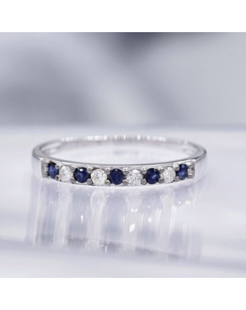 Bague Séoul Diamants 0.11 ct & Saphirs 0.25 ct or blanc