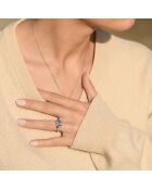 Bague Saphir Elixir Diamants 0.10 ct, Saphirs 0.5 ct & Topazes 1.03 ct or blanc