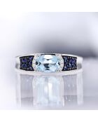 Bague Azur Diamants 0.04 ct Topaze 1.16 ct & Saphirs 0.25 ct Or Blanc