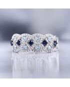 Bague Astéria Diamants 0.05 ct, Saphirs 0.37 ct & Topazes 0.49 ct or blanc