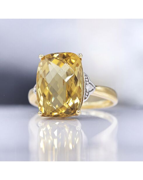 Bague Green Hill Diamants 0.03 ct  Quartz Jaune 7 ct or jaune