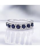 Bague Sitra Diamants 0.08ct & Saphir 1.26ct or blanc