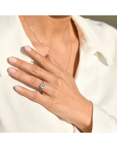 Bague Bouquet Diamant 0.11 ct or blanc