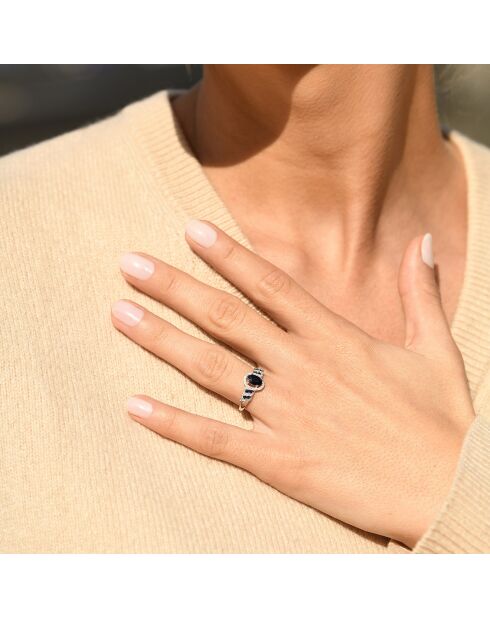 Bague Siquijor Diamant 0.18 ct & Saphir 0.94 ct or blanc