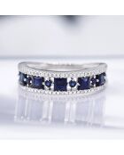 Bague Diamants 0.05 ct & Saphirs 1.35 ct or blanc