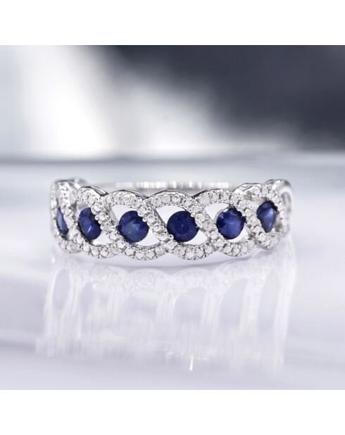 Bague Saphir forme goutte or blanc