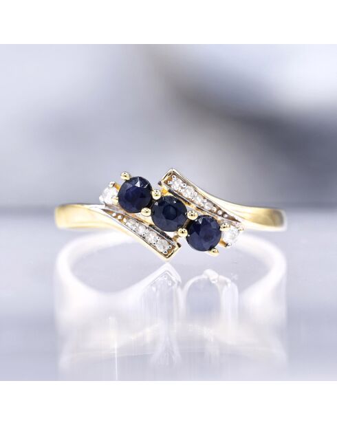 Bague Melbourne Diamant 0.07 ct & Saphir 0.54 ct or jaune