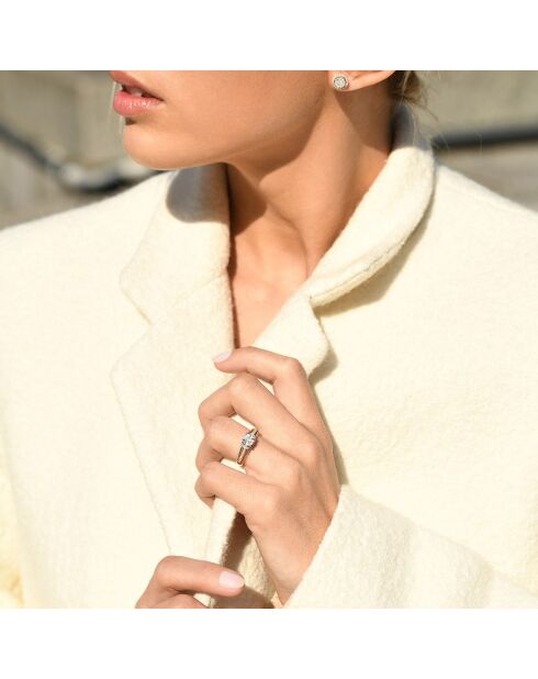 Bague Mackay Diamant 0.32 ct & Topaze blanche 1.43 ct or jaune
