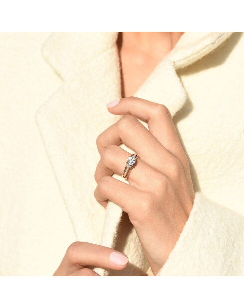 Bague Mackay Diamant 0.32 ct & Topaze blanche 1.43 ct or jaune