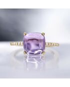 Bague Rose Dragée or jaune Diamants 0.11ct & Améthyste 4.4 cts