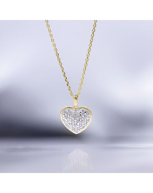 Pendentif Coeur Diamants 0,04 ct or jaune