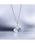 From here & elsewhere Anhänger Weißgold, Diamanten 0,05 ct und blaue Topase 1,17 ct