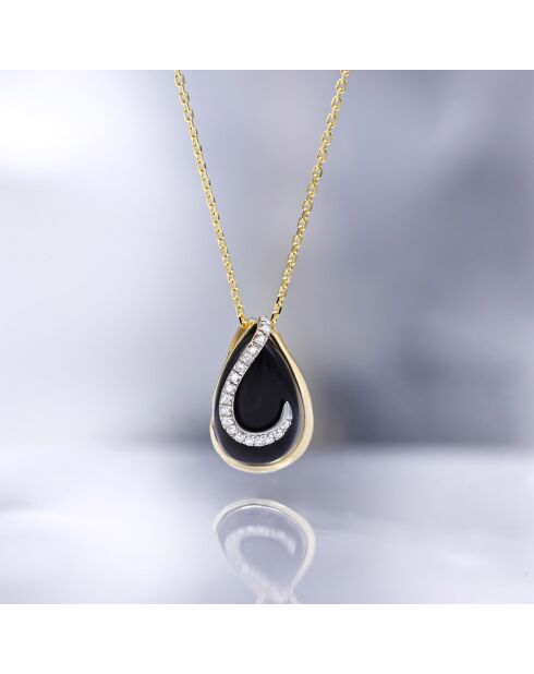 Pendentif Galapagos Diamants 0.06 ct & Agate 2.31 cts or jaune