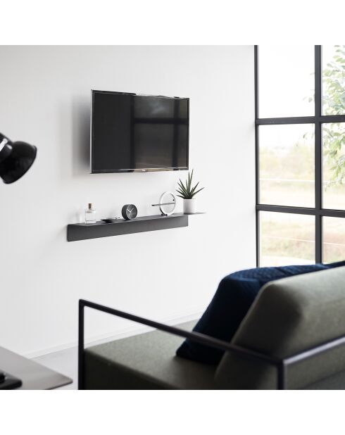 Etagère murale avec panneau magnétique noire - 90x15.7x9 cm