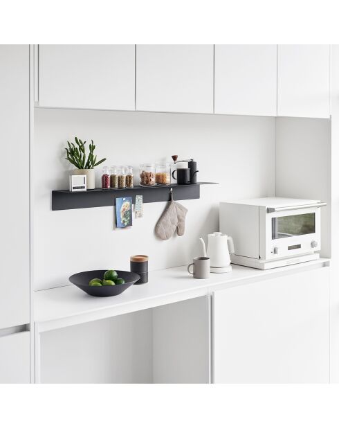Etagère murale avec panneau magnétique noire - 90x15.7x9 cm