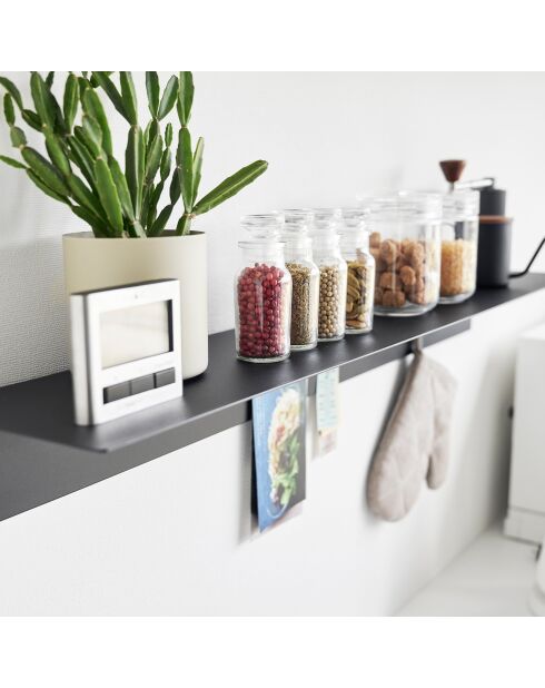 Etagère murale avec panneau magnétique noire - 90x15.7x9 cm