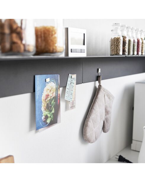 Etagère murale avec panneau magnétique noire - 90x15.7x9 cm