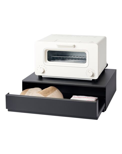 Schuiftafelblad met zwarte lade - 45x39,3-64x13,5 cm
