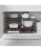 3-stöckiger schwarzer Waschbeckenschrank — 33 x 41,5 x 34,5 cm