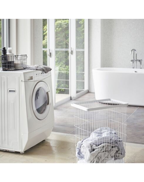 Wasmand met hoeken wit - 28x46,5x61 cm