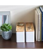 Boîte à accessoires à 3 niveaux avec couvercle blanche - 24x8x11.5 cm