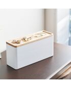 Boîte à accessoires à 3 niveaux avec couvercle blanche - 24x8x11.5 cm