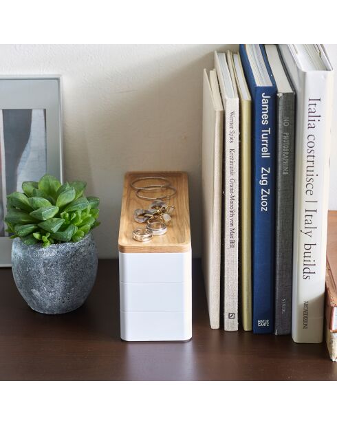Boîte à accessoires à 3 niveaux avec couvercle blanche - 24x8x11.5 cm