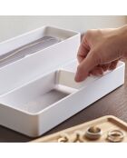 Boîte à accessoires à 3 niveaux avec couvercle blanche - 24x8x11.5 cm