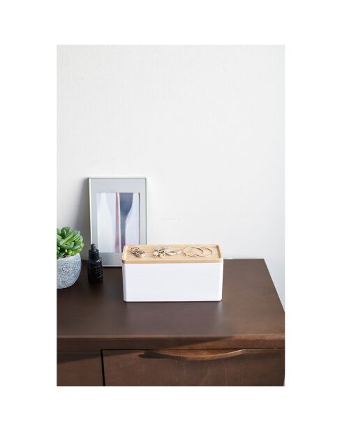 Boîte à accessoires à 3 niveaux avec couvercle blanche - 24x8x11.5 cm