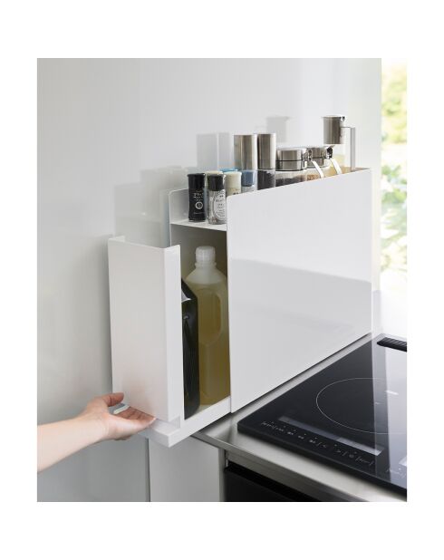 Etagère à épices coulissante blanche - 12.5x50-93x36.7 cm