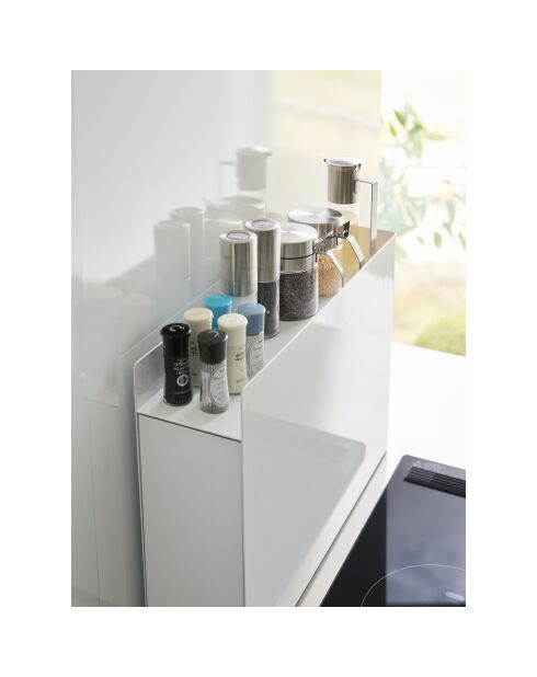 Etagère à épices coulissante blanche - 12.5x50-93x36.7 cm