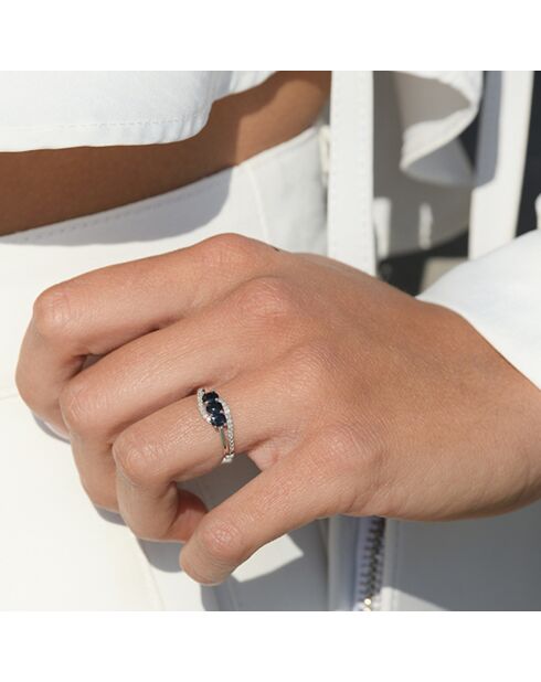 Bague Nuit d'Aurore Diamants 0.099 ct & Saphirs 0.75 ct or blanc