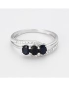 Bague Nuit d'Aurore Diamants 0.099 ct & Saphirs 0.75 ct or blanc
