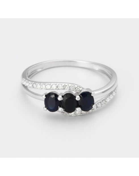 Bague Nuit d'Aurore Diamants 0.099 ct & Saphirs 0.75 ct or blanc