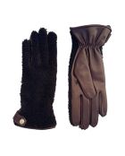 Gants en Cuir d'Agneau doublés Laine Madeleine marron foncé