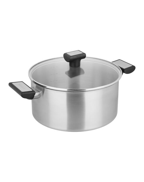 Grijze roestvrijstalen stoofpot - D.24 cm