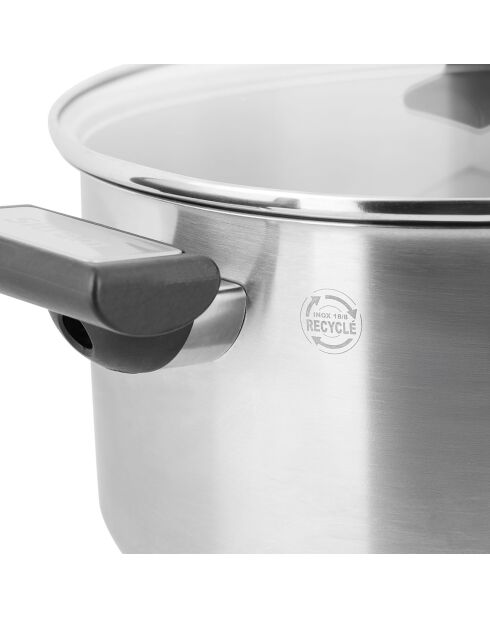 Grijze roestvrijstalen stoofpot - D.24 cm