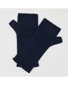 Mitaines 100% Cachemire poignets en côtes Mindy navy