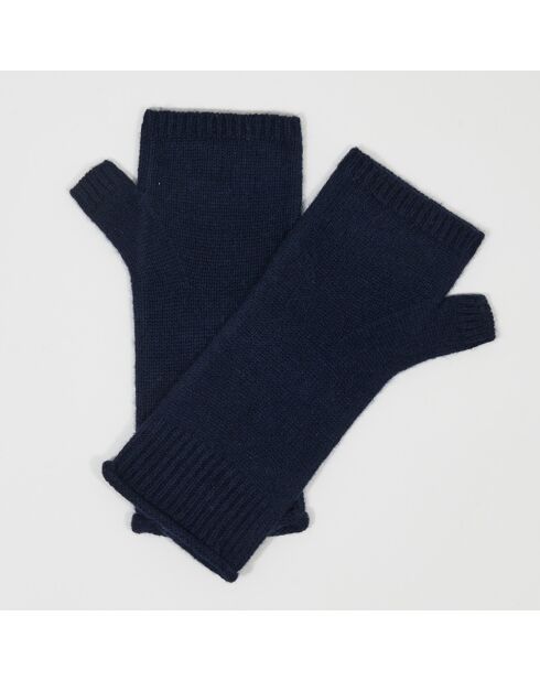 Mitaines 100% Cachemire poignets en côtes Mindy navy