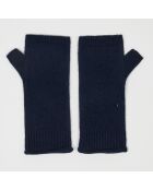Mitaines 100% Cachemire poignets en côtes Mindy navy