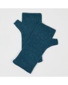 Mitaines 100% Cachemire poignets en côtes Mindy heathered teal