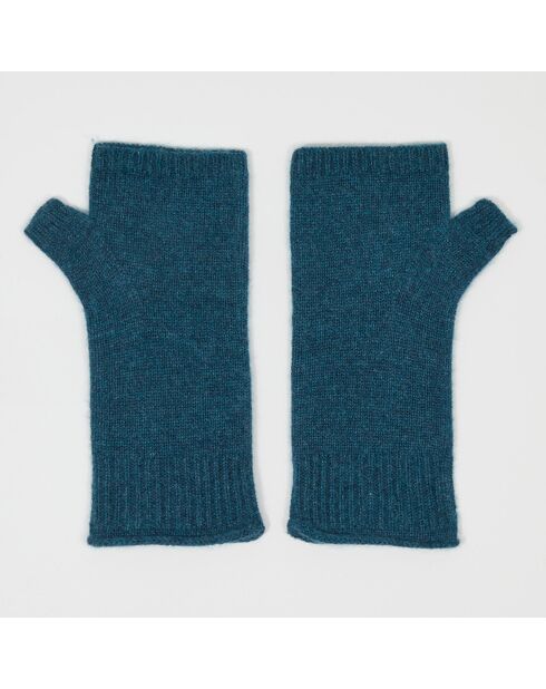Mitaines 100% Cachemire poignets en côtes Mindy heathered teal