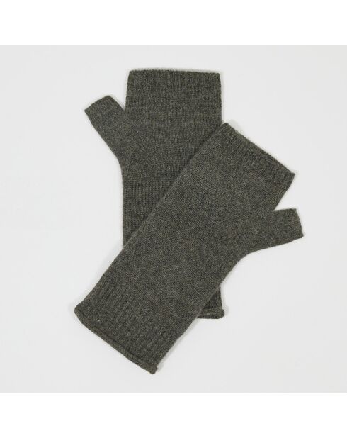 Mitaines 100% Cachemire poignets en côtes Mindy kaki