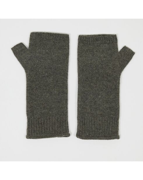 Mitaines 100% Cachemire poignets en côtes Mindy kaki